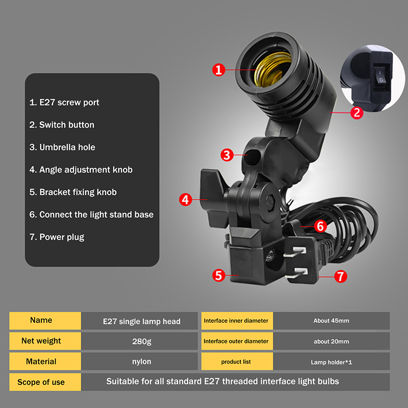 E27 AC 소켓 램프 싱글 헤드 전구 홀더 사진 촬영 - Photography Bulb 리뷰 및 가격